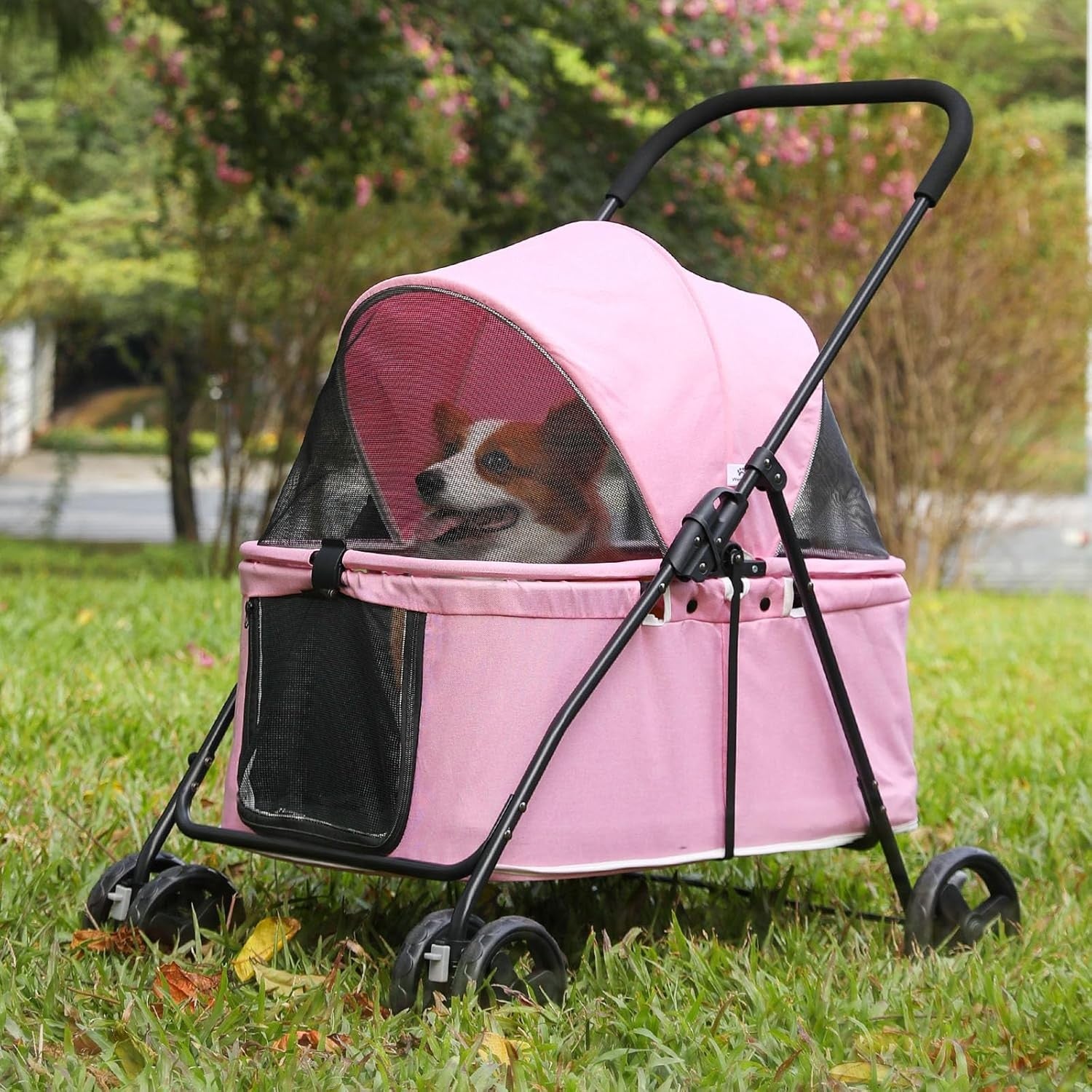 Pink Dog Stroller Heavy Duty 4 Wheel Foldable Jogger Pram Small Medium Dogs