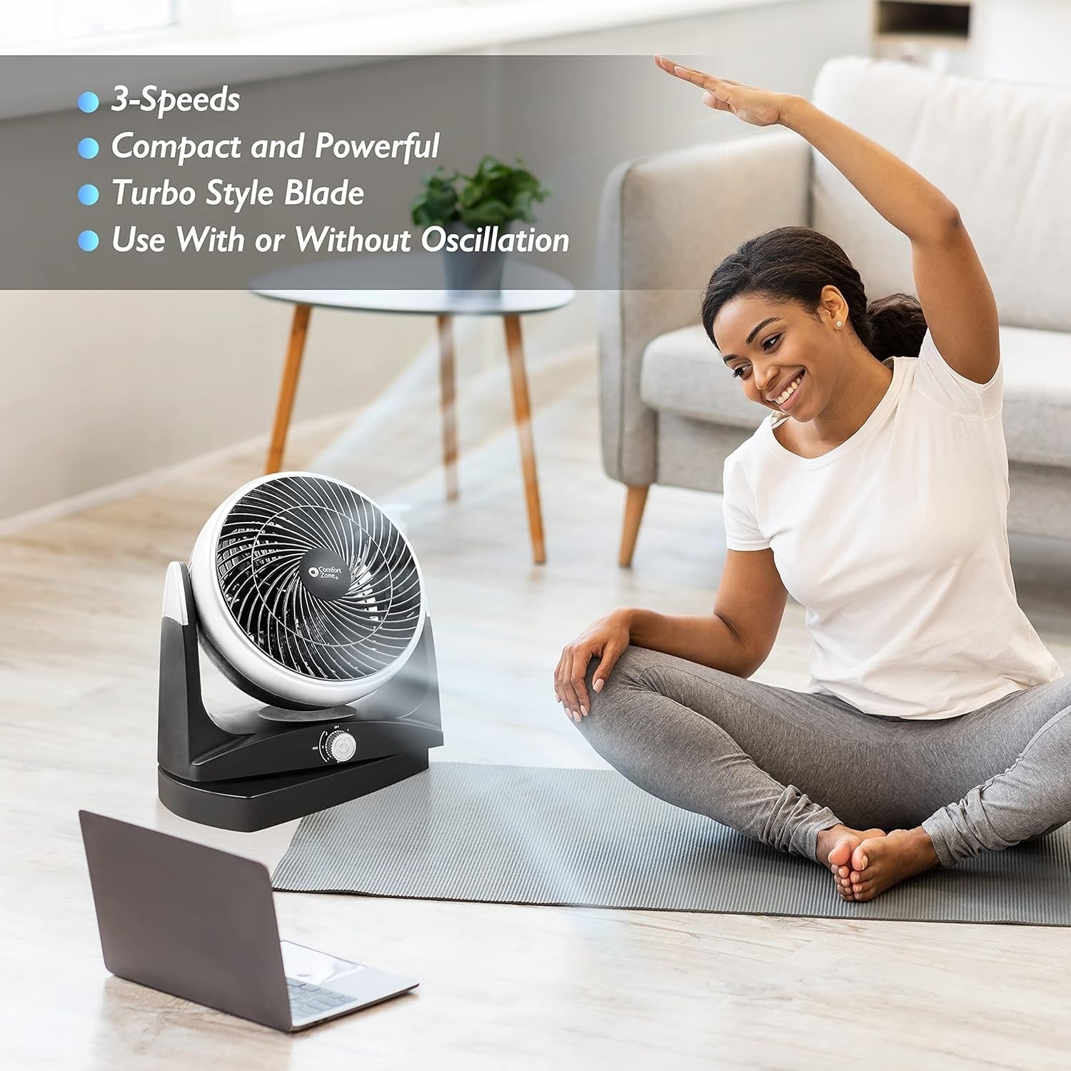 8" Oscillating Desk Fan – 180° Tilt 3-Speed Quiet Air Circulator for Home Office