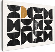 Abstract Black Gold Canvas Wall Art 30x20cm Modern Geometric Decor