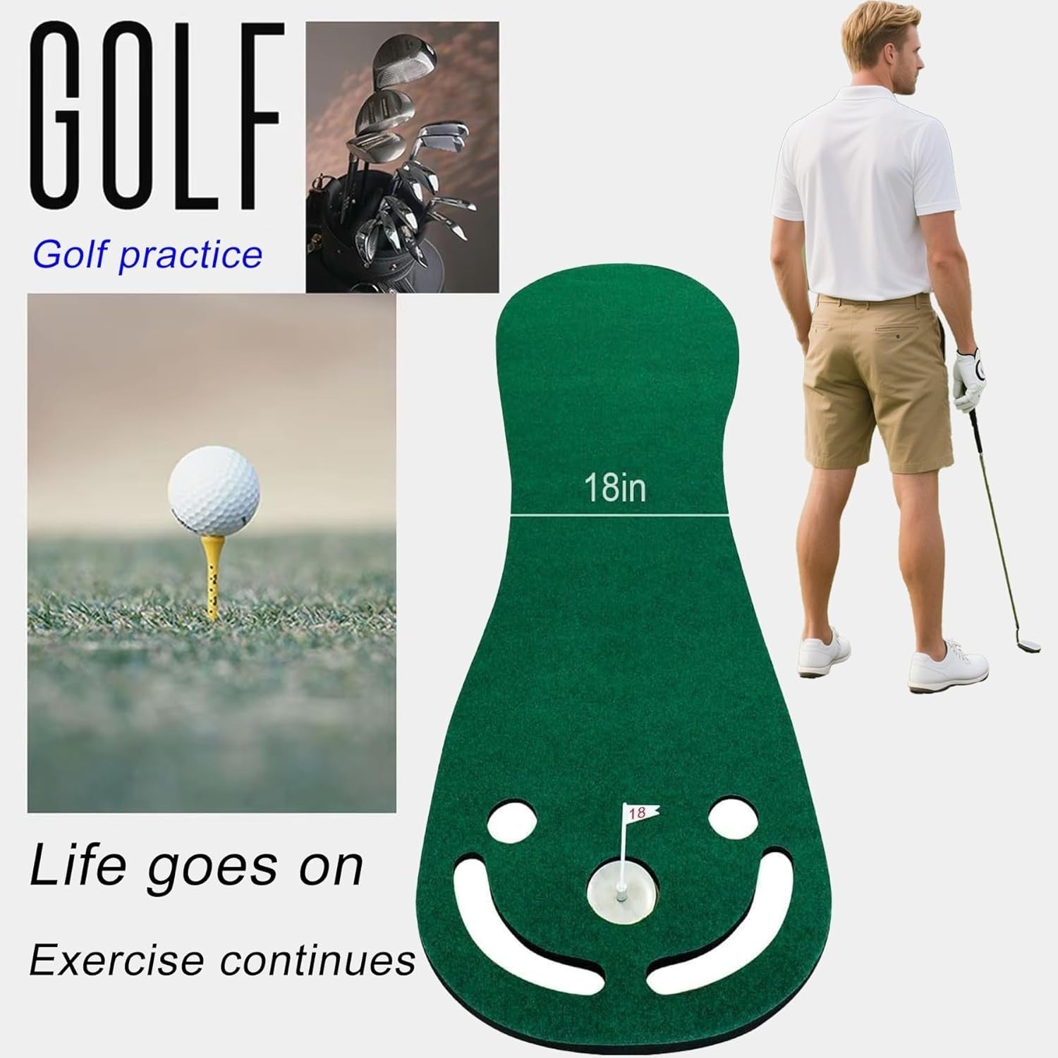 Golf Putting Practice Mat Indoor Outdoor Training Green Distance Control
