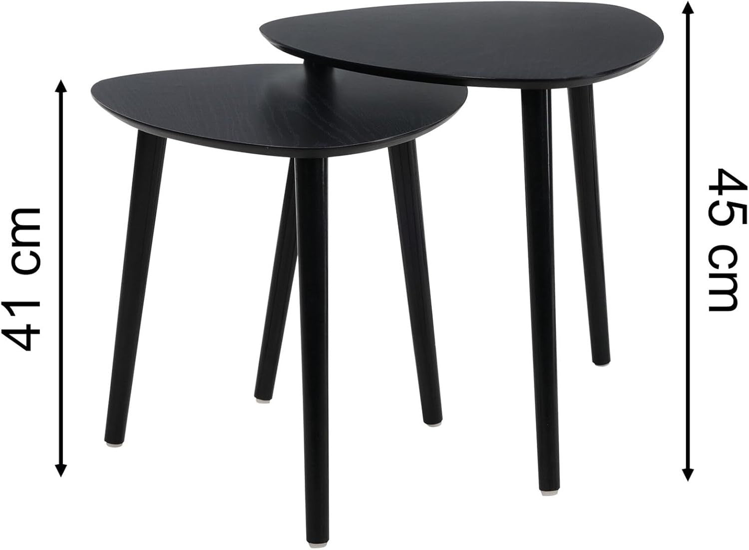 Set of 2 Black Wood Nesting Side Tables Accent End Coffee Modern Mid Century