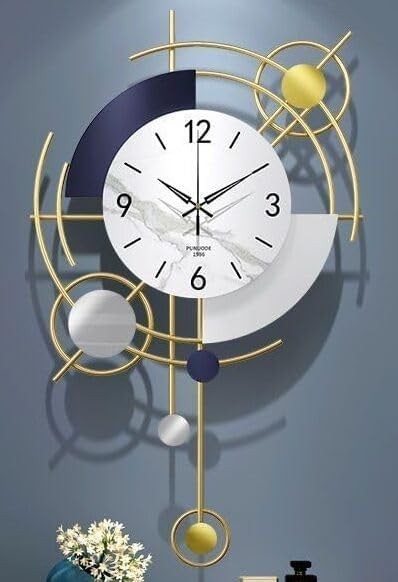 Gold Wall Clock with Pendulum Silent Sweep 70cm Modern Luxury Decor