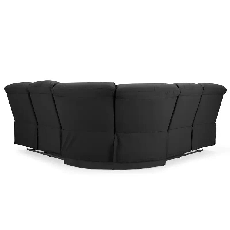 5 Seater Corner Electric Recliner Sofa Faux Leather Couch Black Lounge