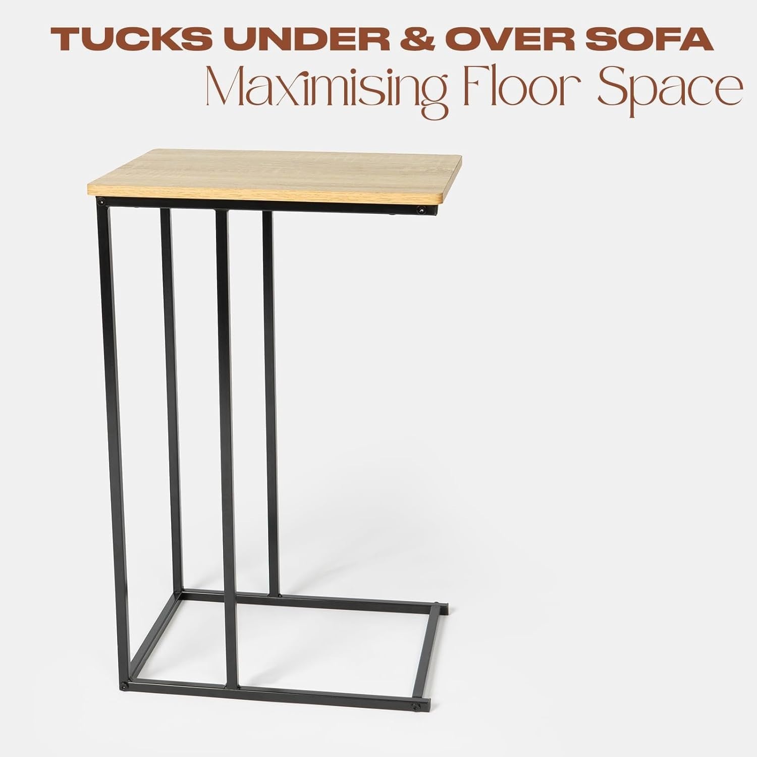 Space-Saving Light Wood C-Shaped Sofa Side Table – Multi-Use End Table
