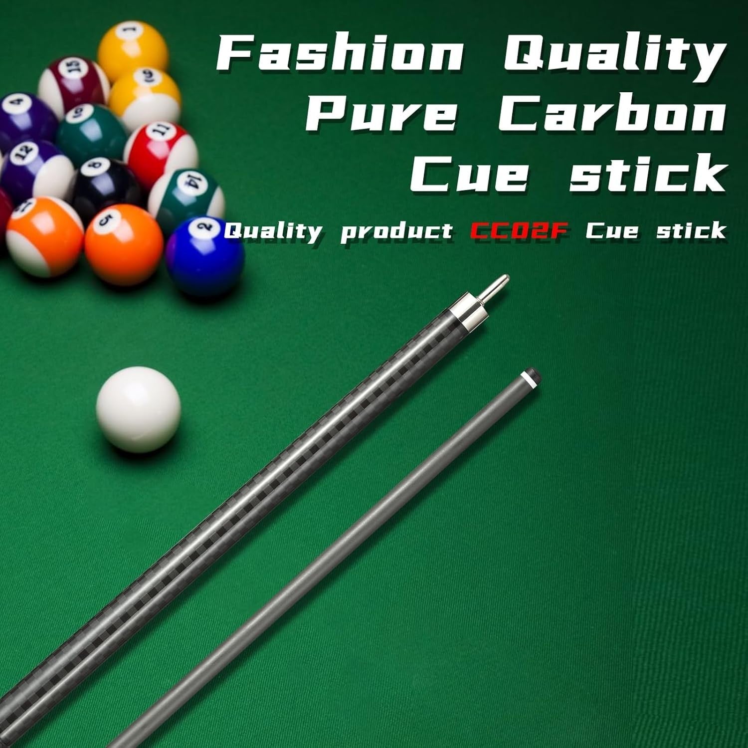 58in Carbon Fiber Pool Cue 12.5mm Tip Low Deflection 20oz Uni Lock