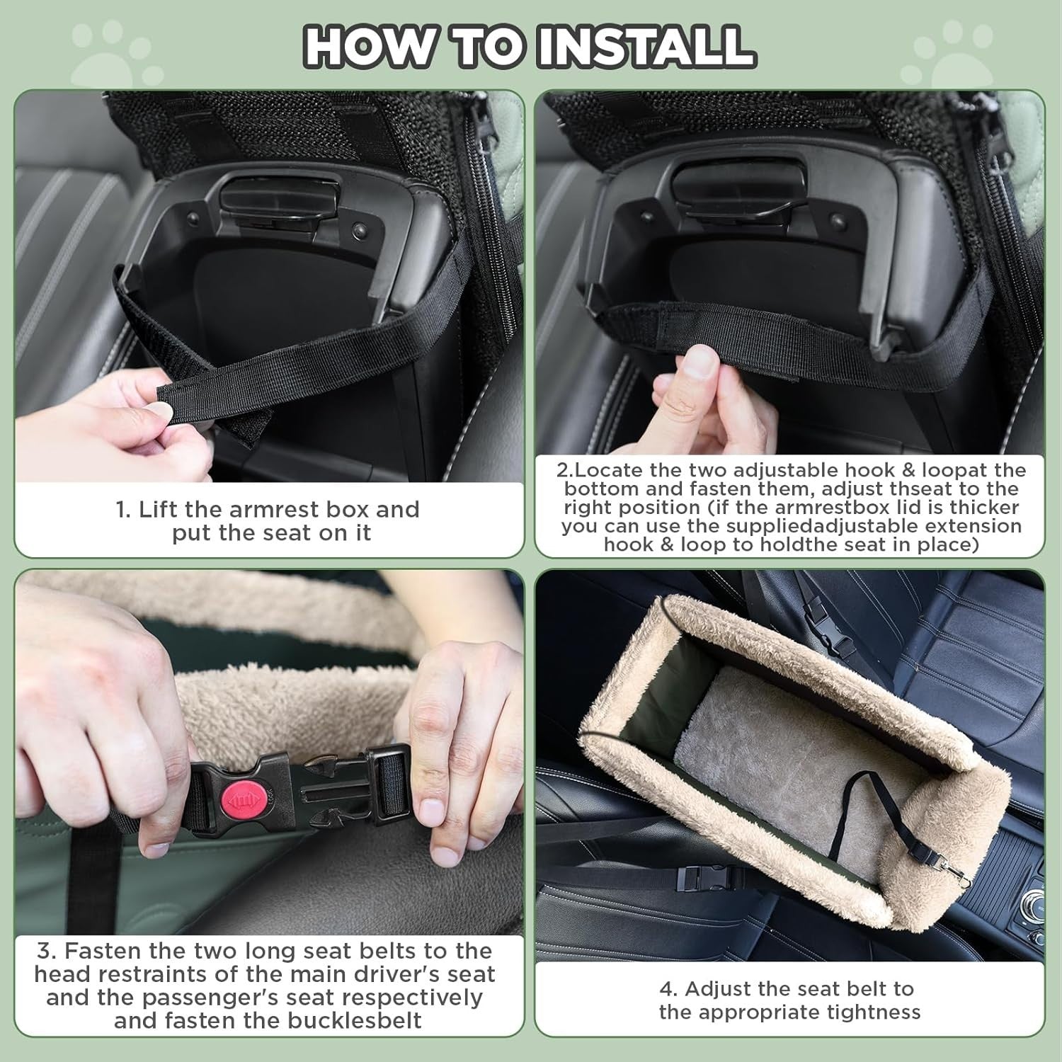 Center Console Dog Car Seat PU Leather Booster Carrier Small Dogs