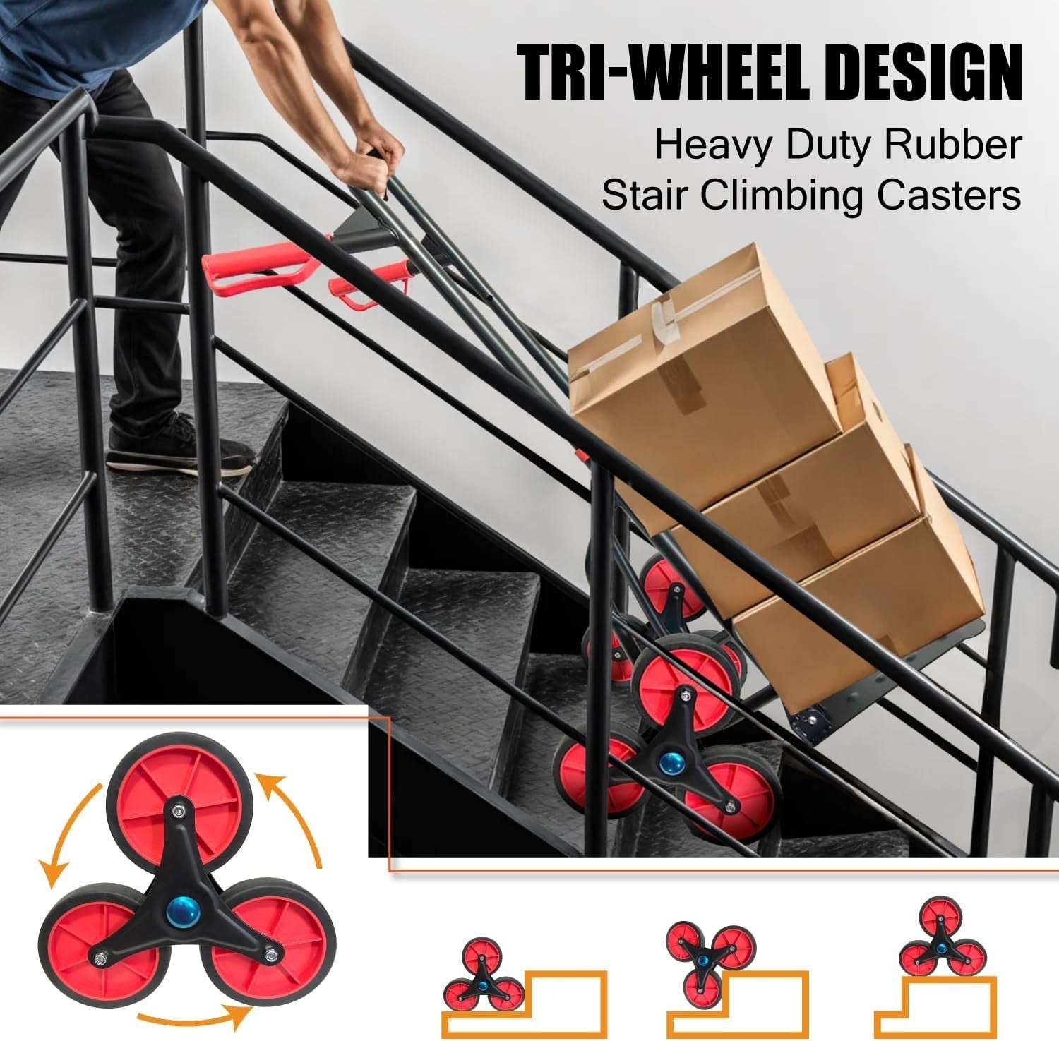 Stair Climbing Hand Truck 150kg Foldable 6 Wheel Heavy Duty Sack Trolley