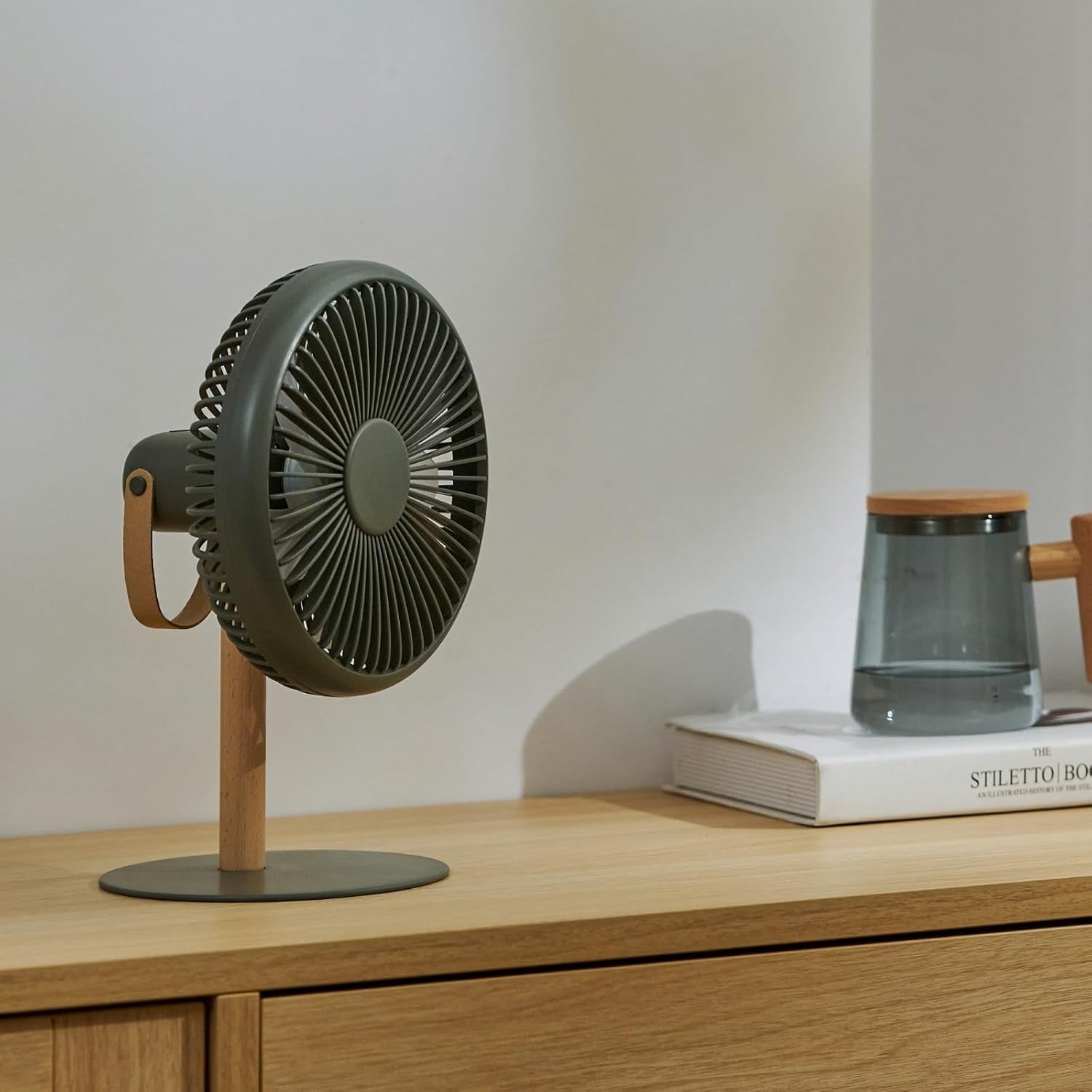 Portable Desk Fan 2-in-1 Rechargeable USB Remote Control Quiet Cooling LED Navy