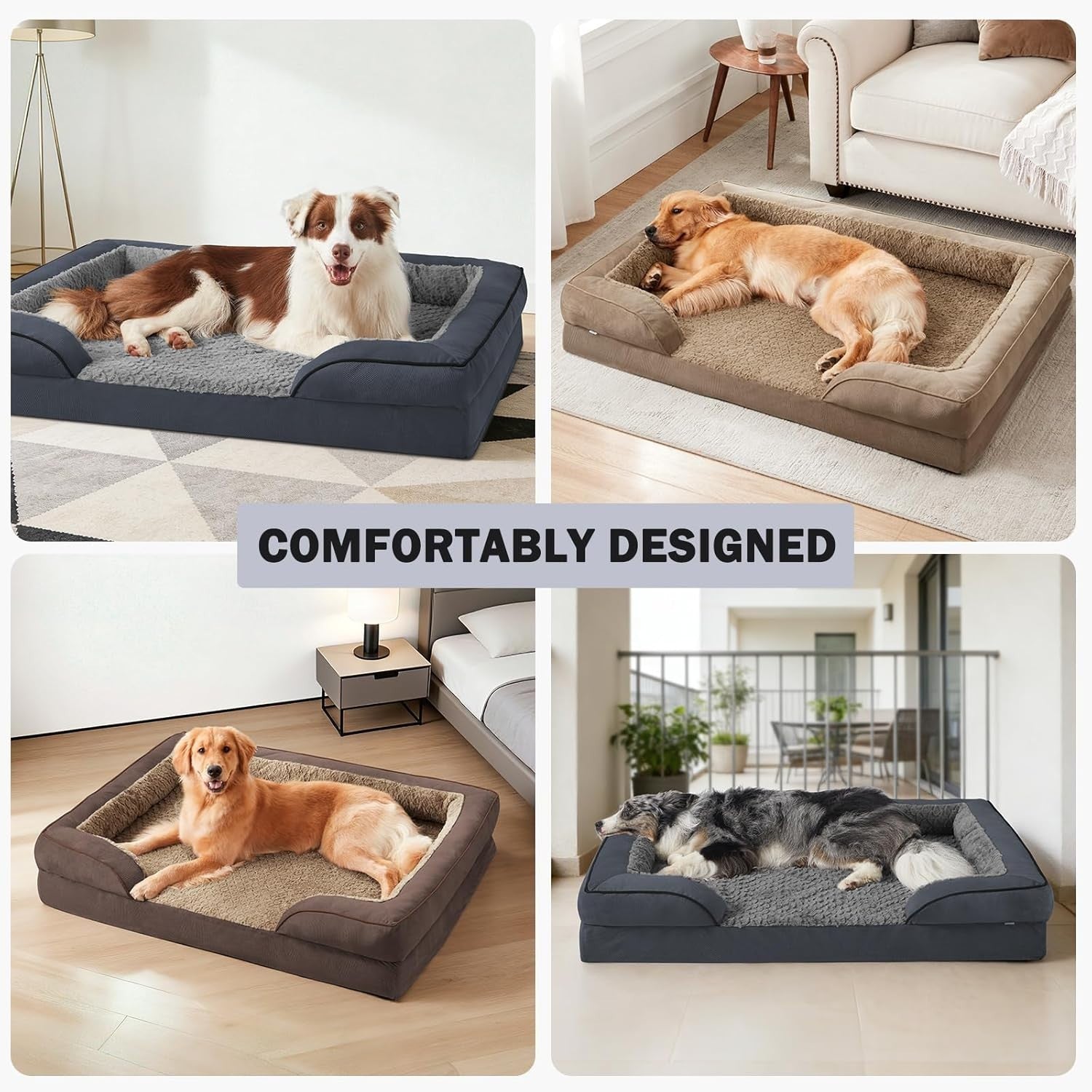 XXL Orthopedic Memory Foam Dog Bed Washable Sofa 122x89x17cm Grey