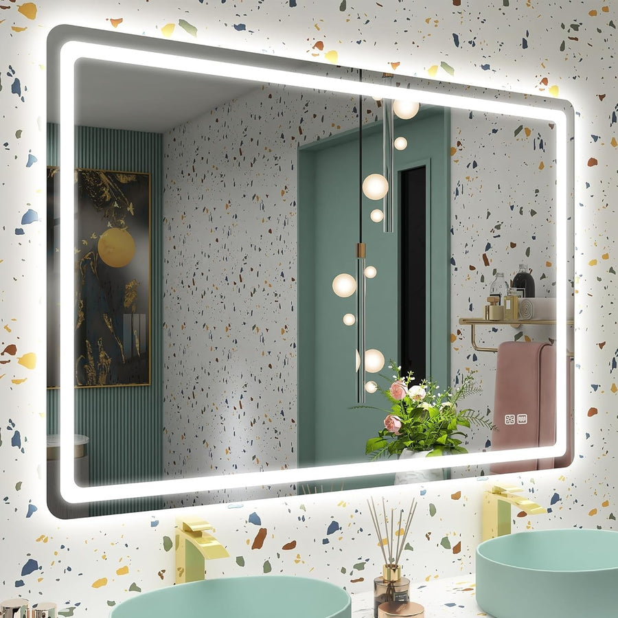 LED Bathroom Mirror 70x100 cm with Anti-Fog, Dimmable Lights & Memory