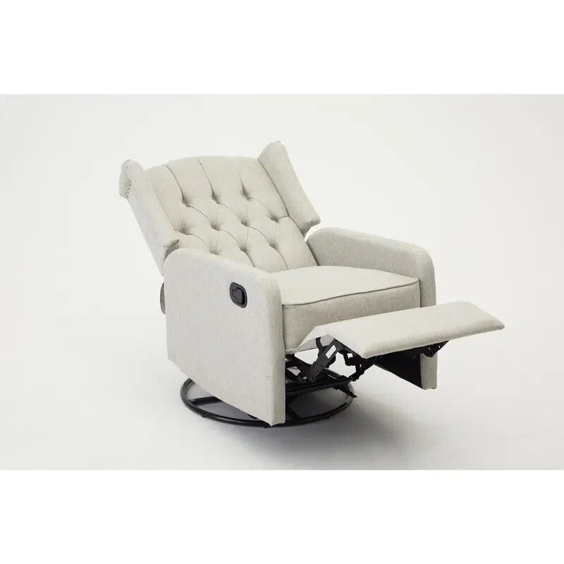 Grey Recliner Armchair Swivel Wing Back Lounge Chair with Footrest Seat