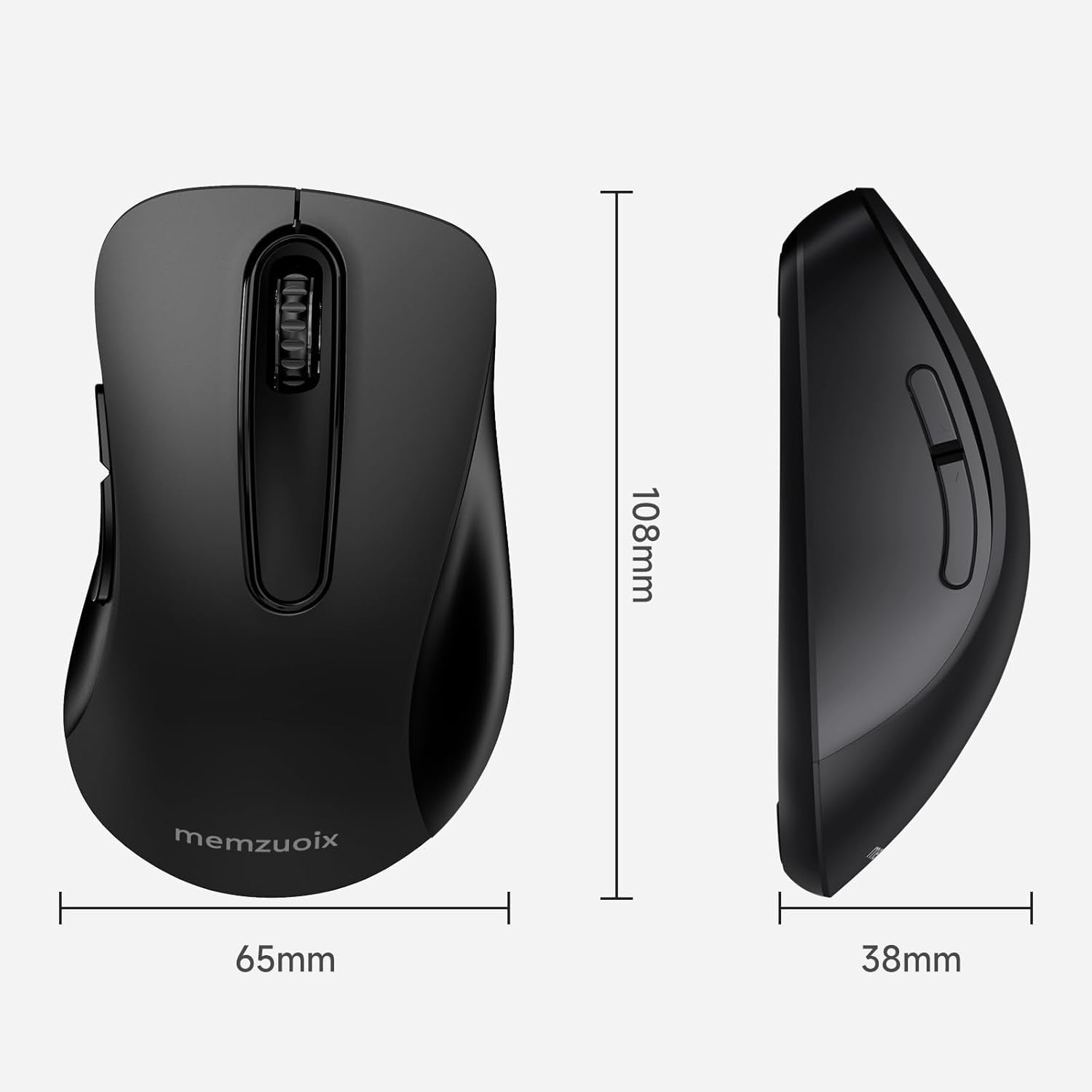 Matte Black Wireless Mouse 1400 DPI USB Silent 5 Button PC