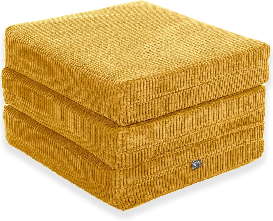 Z Bed Chair Futon Mattress Mustard Fold Out Single Sofa Bed Footstool Seat