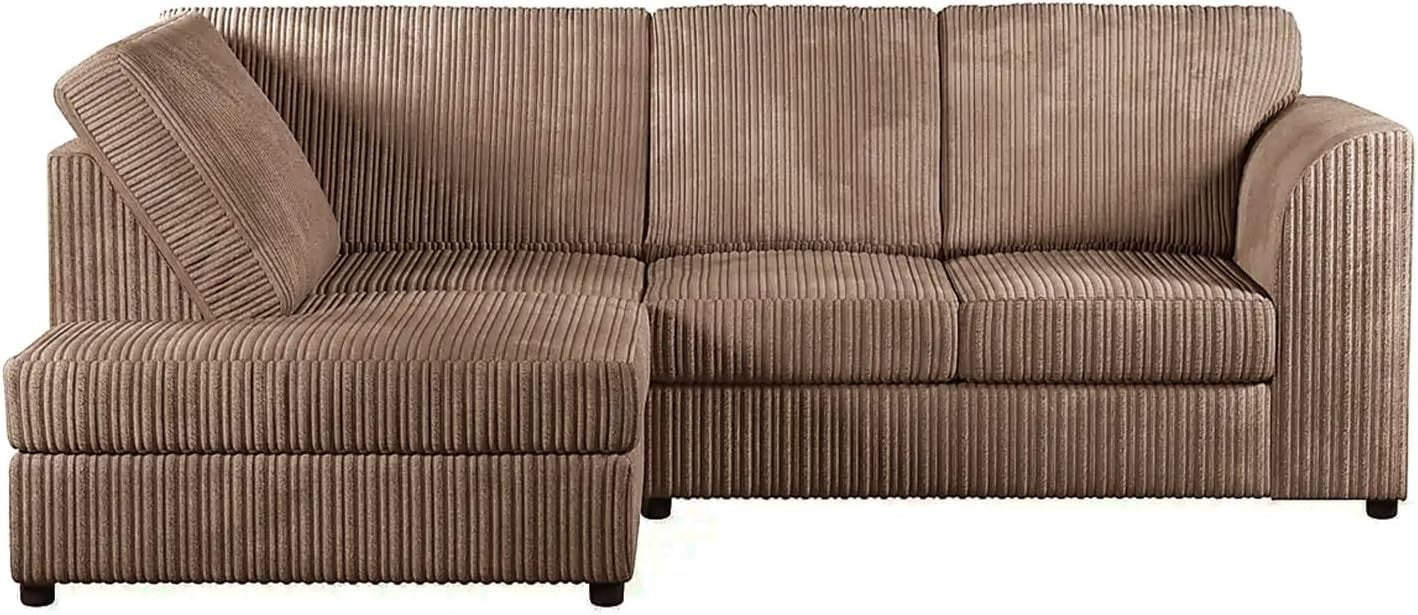 High Back Jumbo Cord L-Shape 4-Seater Corner Sofa – Luxe Comfort & Durable Build