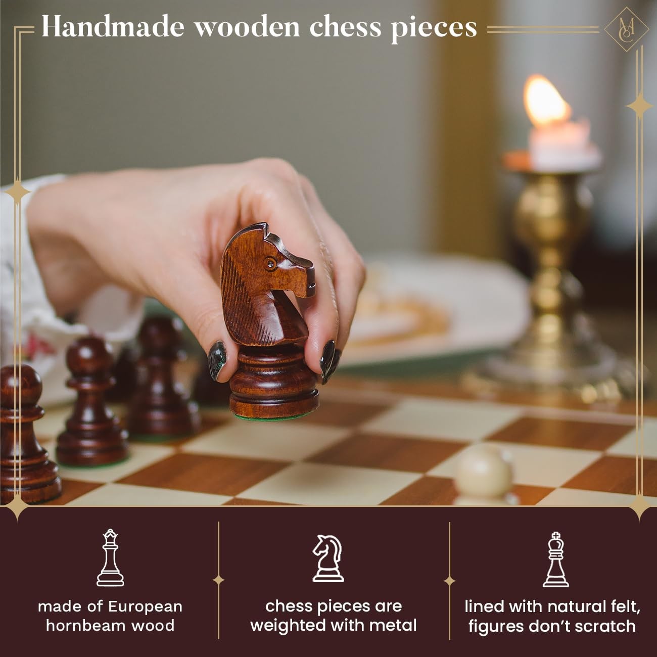 Staunton Wooden Chess Pieces No.7 | Tournament Weighted Set | 100mm King