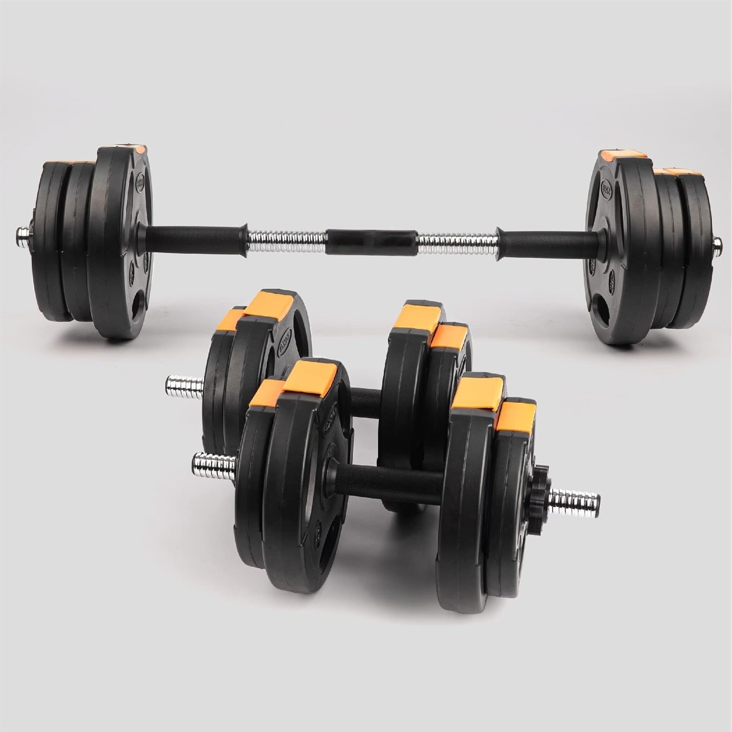 2-in-1 Adjustable Dumbbell Barbell Set Up to 15kg Home Gym Strength Weights