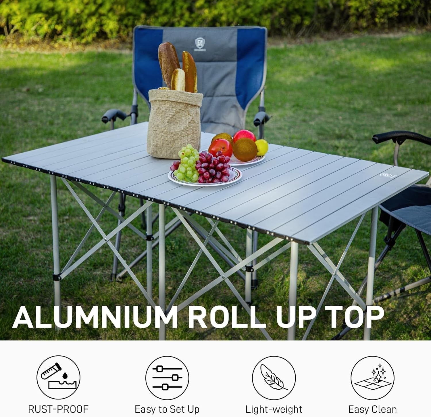 Compact 4ft Folding Camping Table Aluminum Roll-Up for Outdoor Picnic
