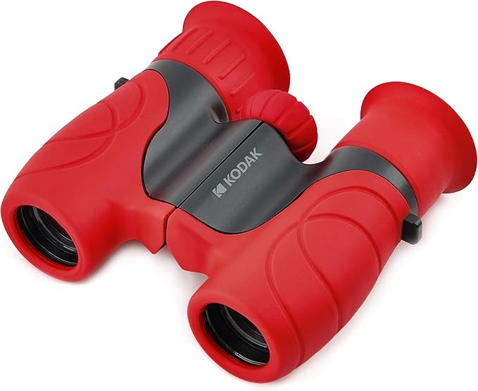 Kids 8x Compact Binoculars Soft Rubber Lightweight Outdoor Adventure Red