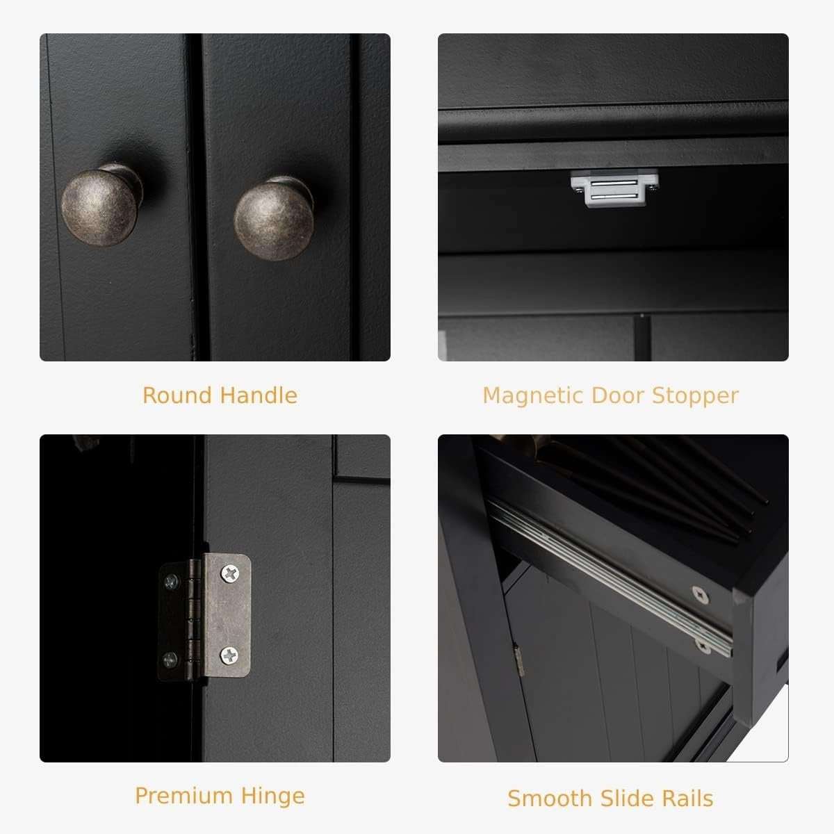 Black Tall Kitchen Cupboard 183cm Pantry Storage Cabinet Unit Shelves