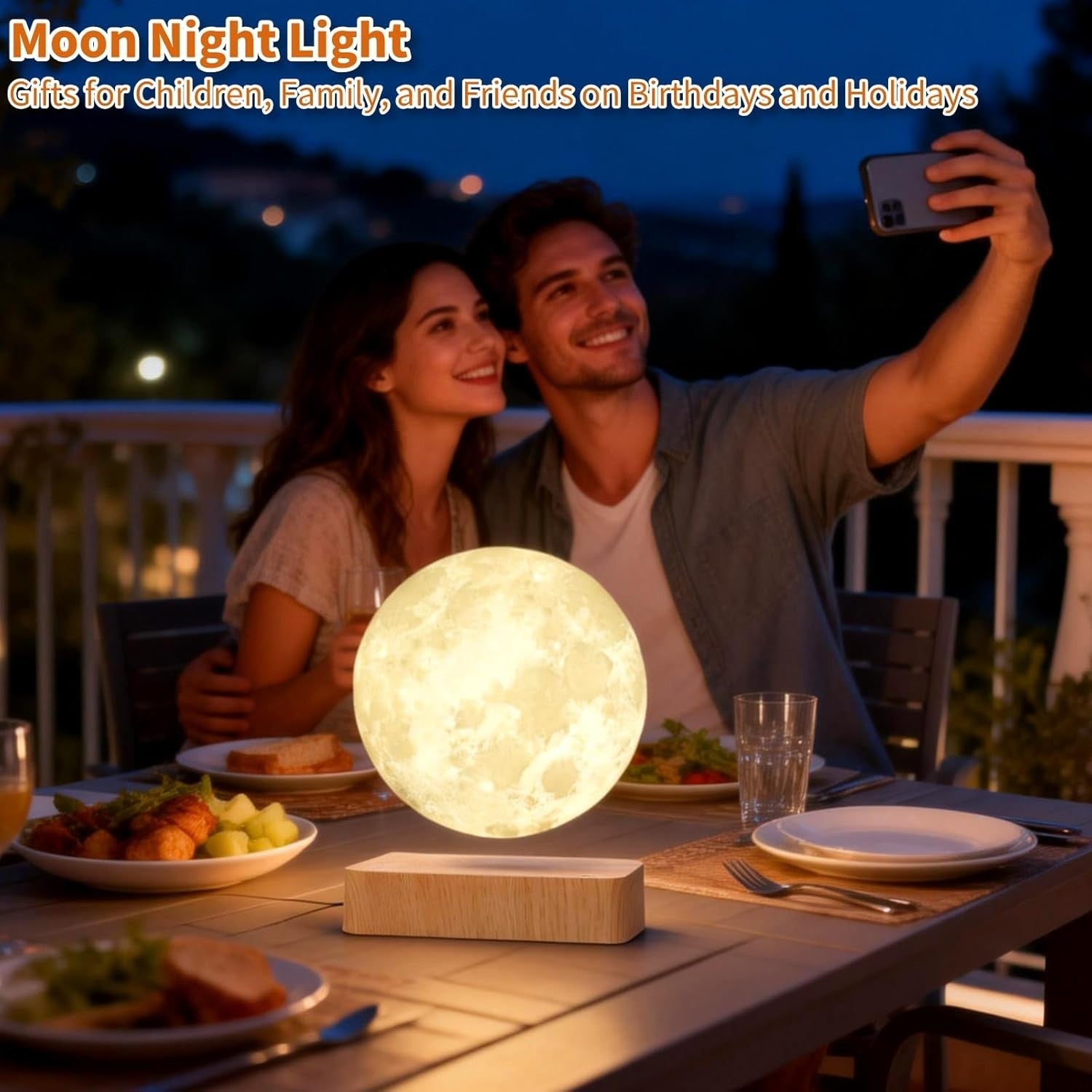 Levitating Moon Lamp 16 Colors, Magnetic Floating 3D LED Night Light Brown