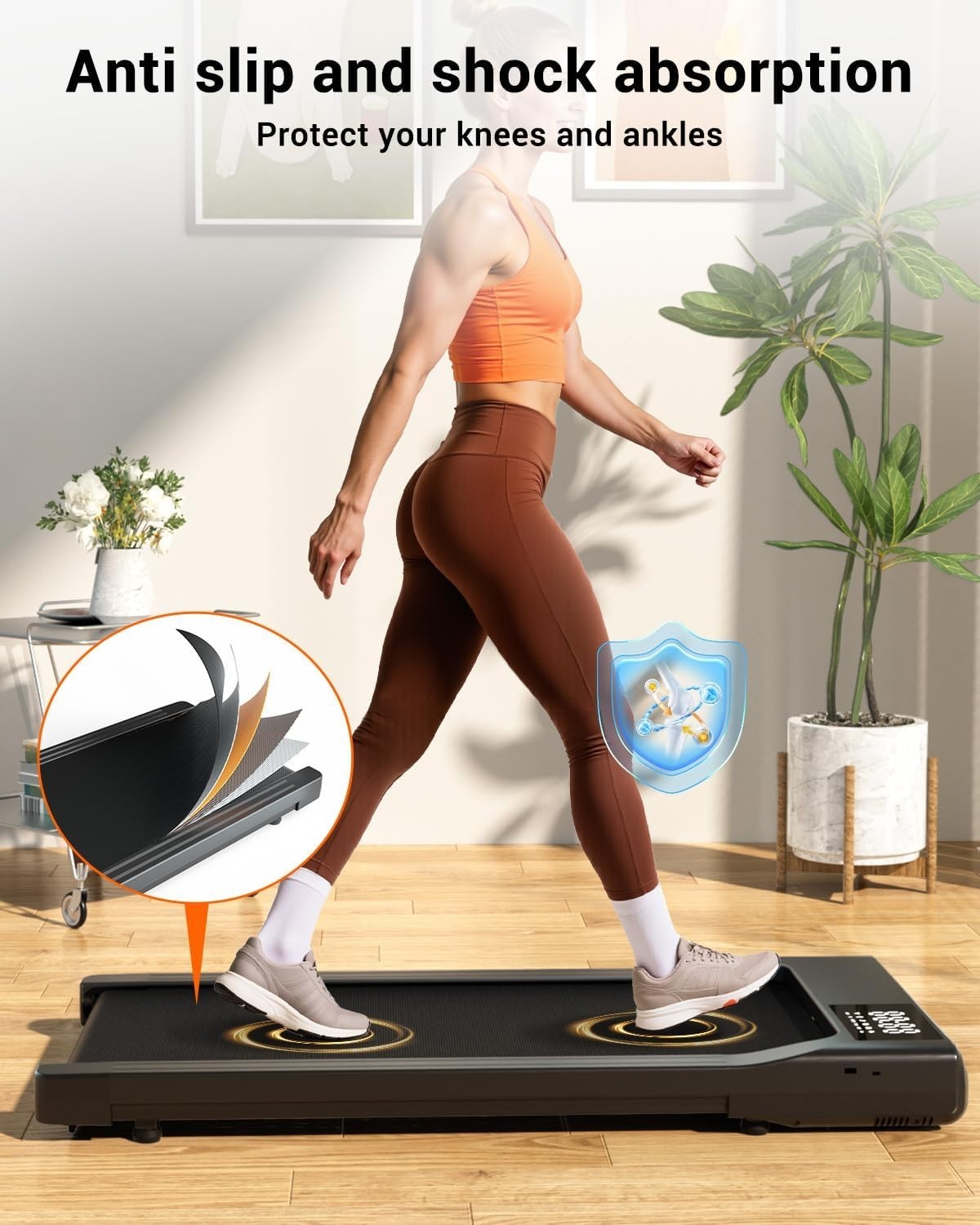 Under Desk Walking Treadmill – Quiet, Shock-Absorbing, App-Controlled, Portable