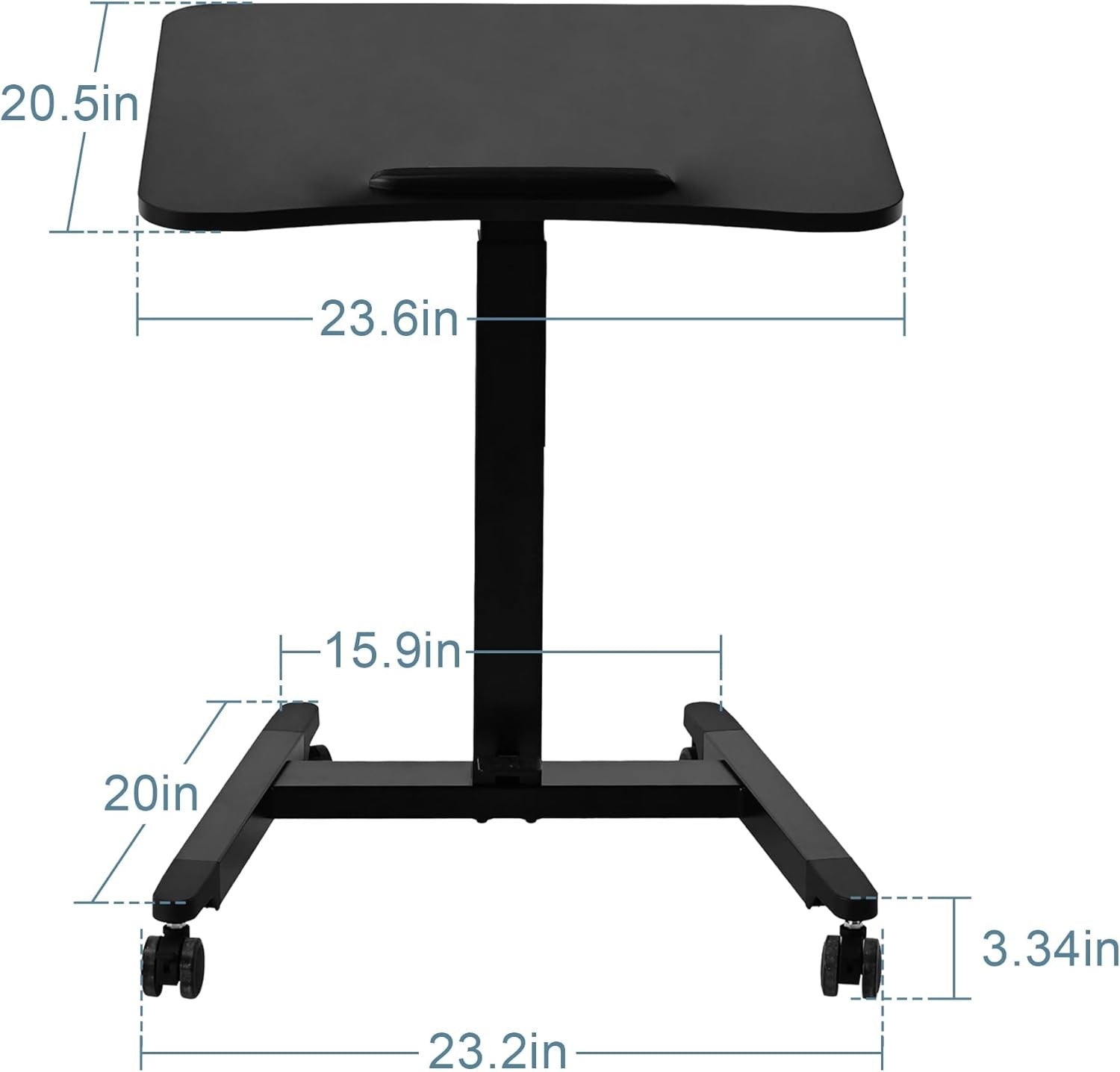 Height Adjustable Overbed Laptop Desk with Wheels, Pneumatic Lift, Bed Sofa Tabl