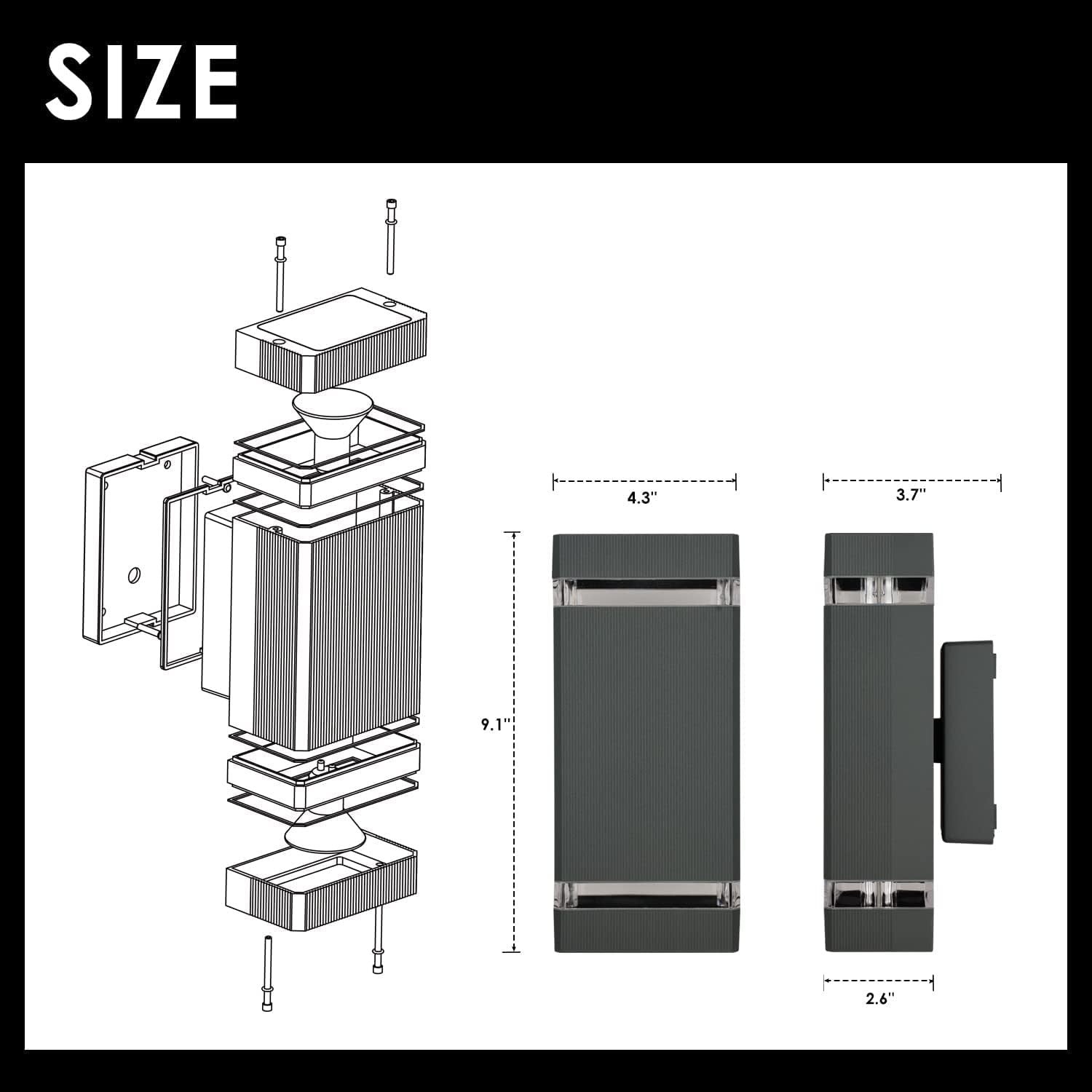 Waterproof Outdoor Wall Lights IP65, Up Down LED Porch Sconce 3000K