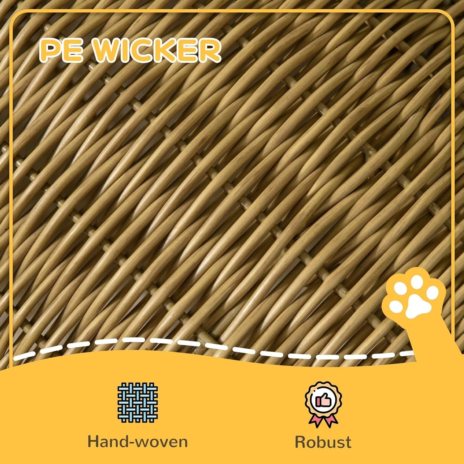 Elevated Wicker Cat House Washable Cushion Indoor Cat Cave Bed