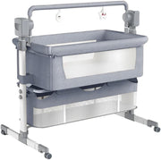 Adjustable Baby Bedside Crib Electric Co-Sleeper w/ Mattress Storage Mid Grey