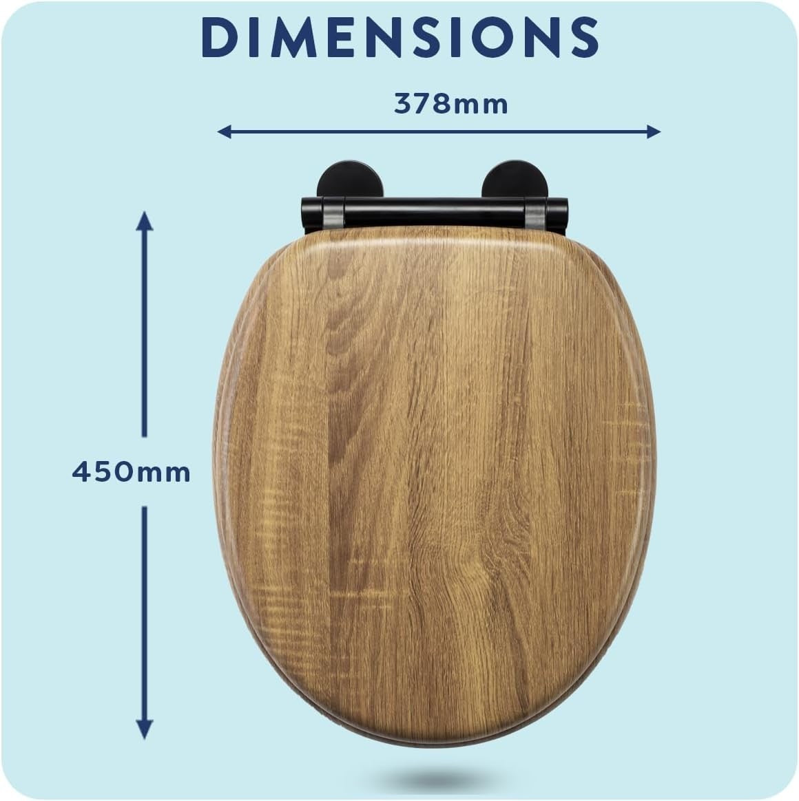 Teak Effect Wooden Toilet Seat Soft Close Quick Release Antibacterial Durable