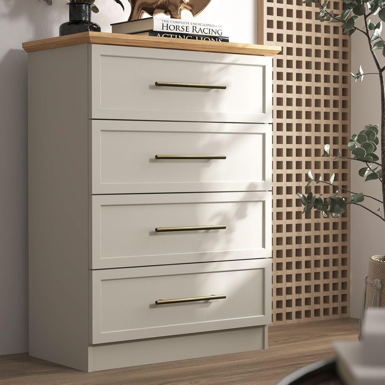 4-Drawer Chest Storage Cabinet - Modern Wall Mount Dresser for Bedroom