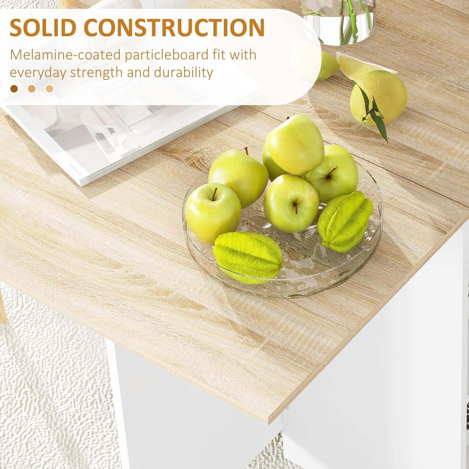 Folding Drop Leaf Dining Table with Drawer Shelves Oak Space Saver