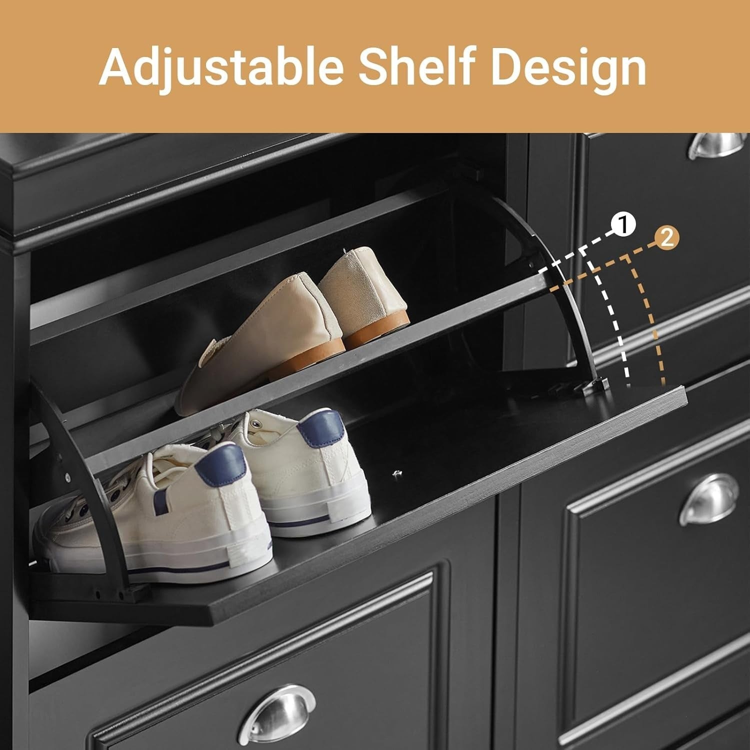 Slim Shoe Storage Cabinet with 4 Flip Drawers, Space-Saving 105x24x82cm