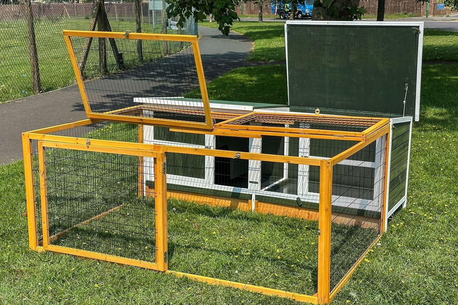 XXL Rabbit Hutch with Run Outdoor Predator Proof Large Secure Enclosure