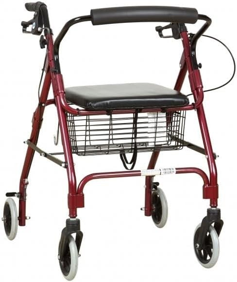 4 Wheel Rollator Walker with Seat Folding Lightweight Mobility Aid Basket