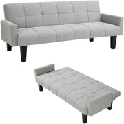 3 Seater Sofa Bed Light Grey Tufted Recliner Clic Clac Guest Sleeper Couch