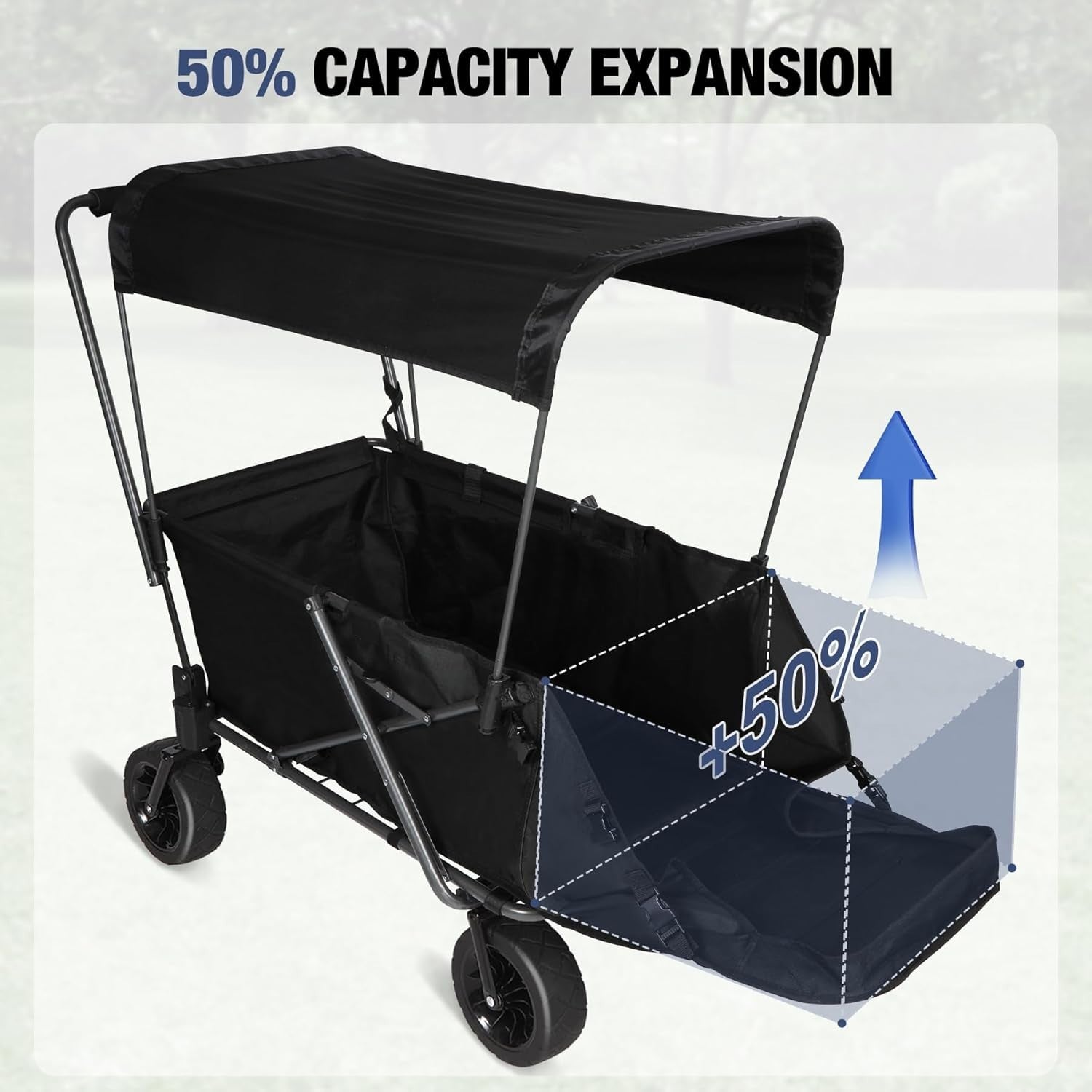 Heavy Duty Dog Wagon Cart 150lb Folding Beach Trolley w/ Canopy All-Terrain