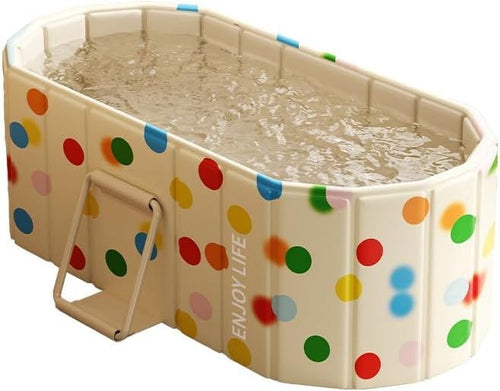 Portable Folding Bathtub SPA Sauna Ice & Hot Bath 1.5m Polka 1-2 People No Lid
