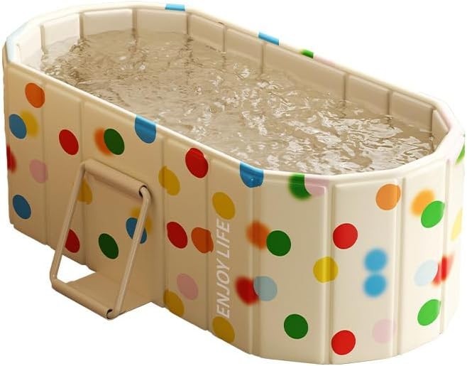 Portable Folding Bathtub SPA Sauna Ice & Hot Bath 1.5m Polka 1-2 People No Lid