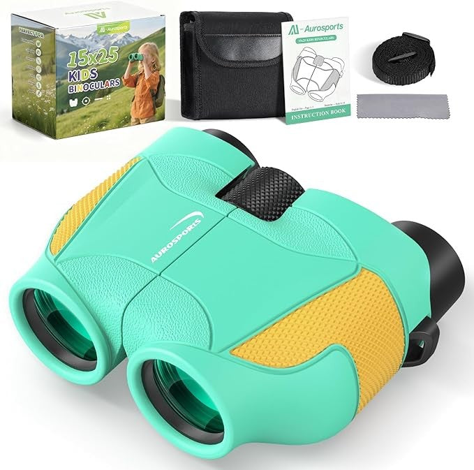 15x25 Kids Compact Binoculars Shockproof Mini Outdoor Toy Bird Watching Green