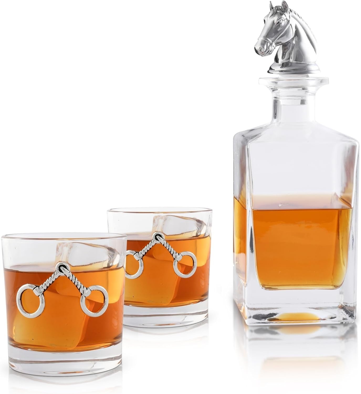 Luxury Equestrian Decanter Set 750ml with Whiskey Bit Glasses | Premium Bar Gift