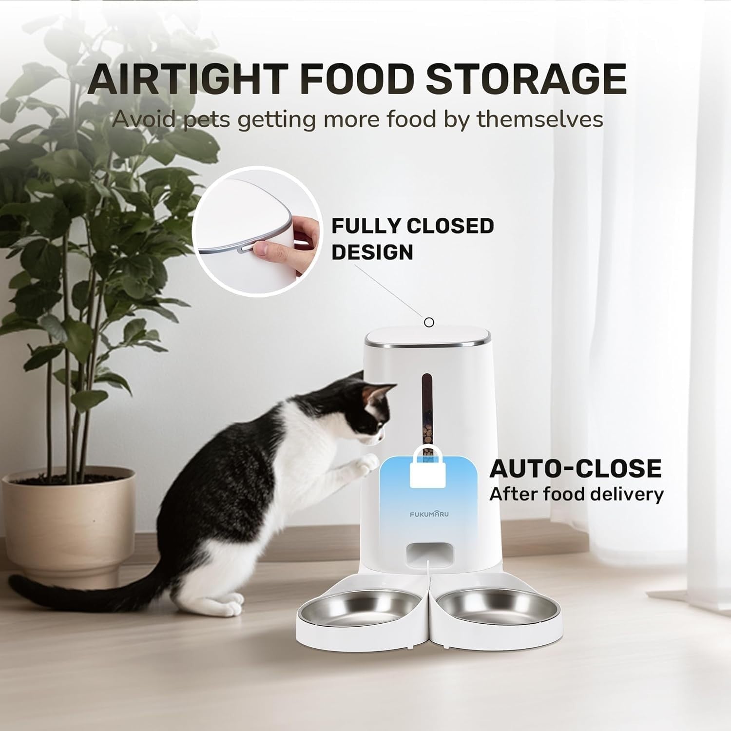 WiFi Automatic Pet Feeder 2 Bowls 4L App Control Food Dispenser Timer