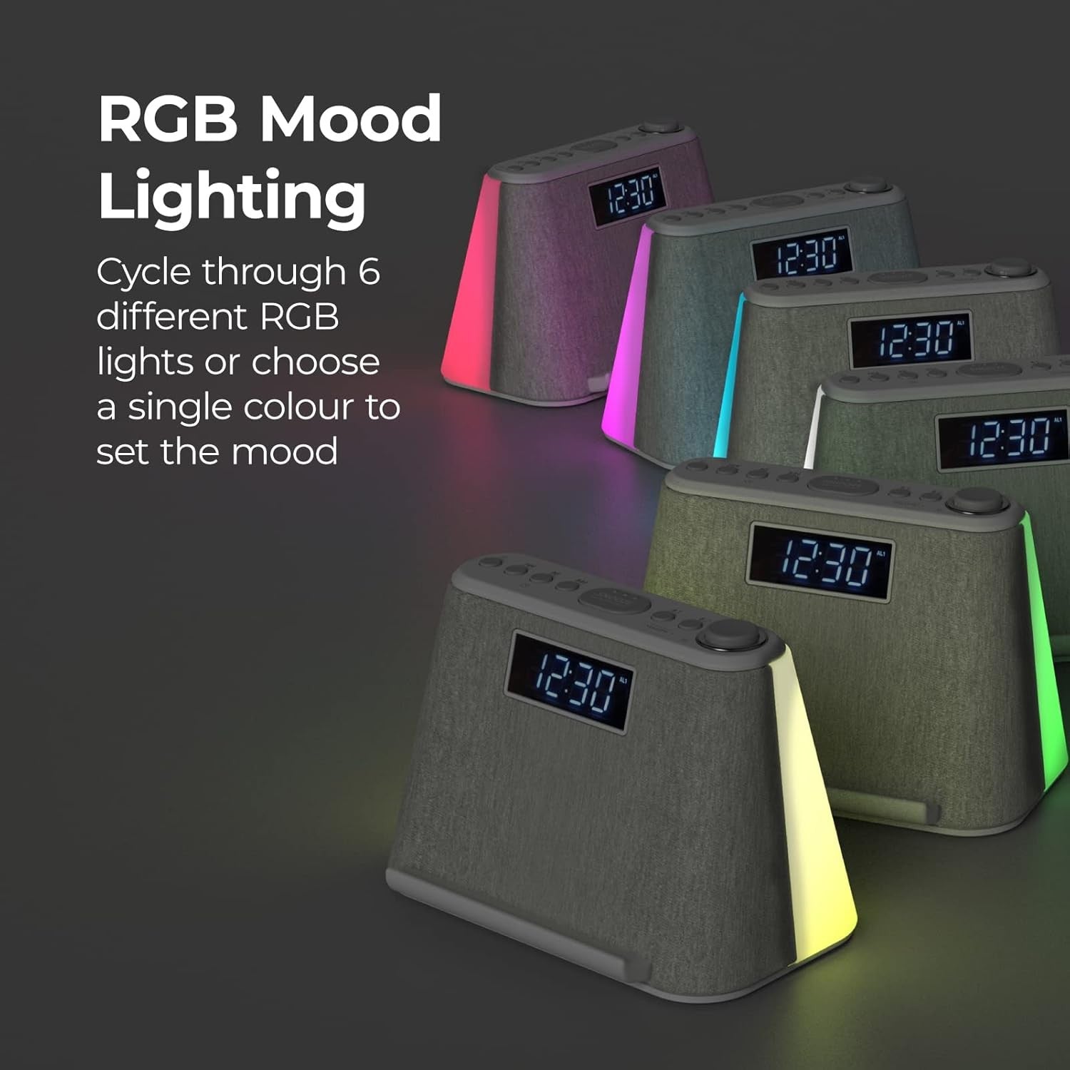 Alarm Clock Wireless Charging Bluetooth Speaker FM Radio Night Light
