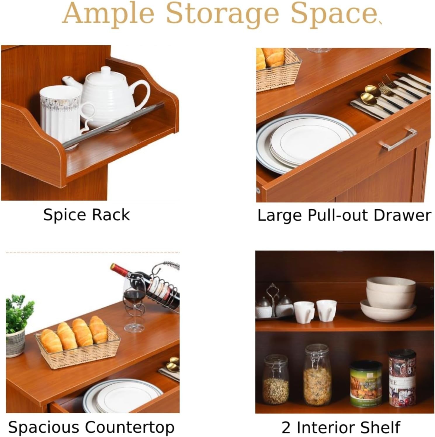 Kitchen Island Cart with Drawer, Adjustable Shelf & Towel Rack, 40x116cm
