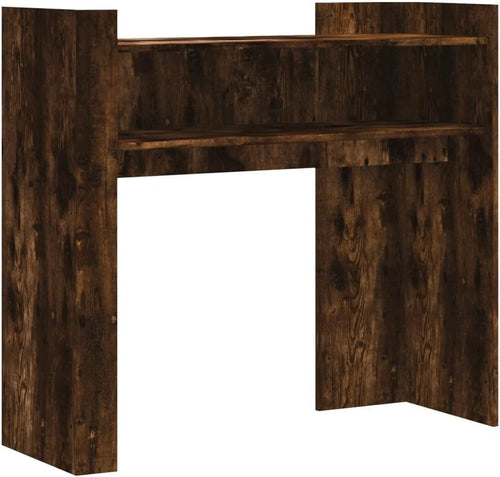 Smoked Oak Console Table with Shelves, Durable Storage, 100x35x90cm