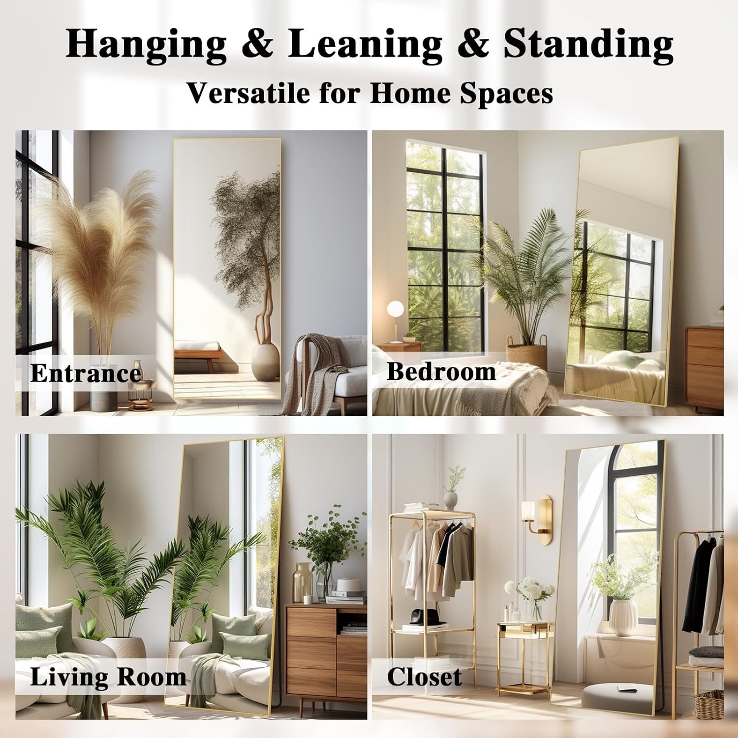 Full Length Mirror Large Gold Frame 179x65cm Wall Leaning Floor Stand