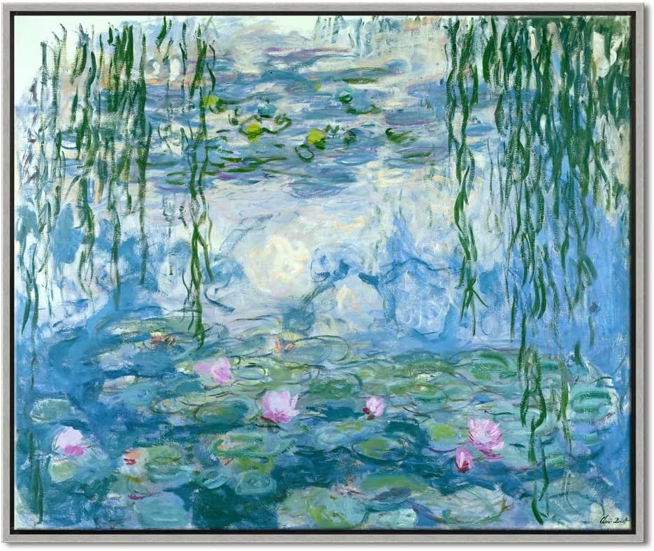 Water Lilies Canvas Wall Art Framed Monet Print Silver