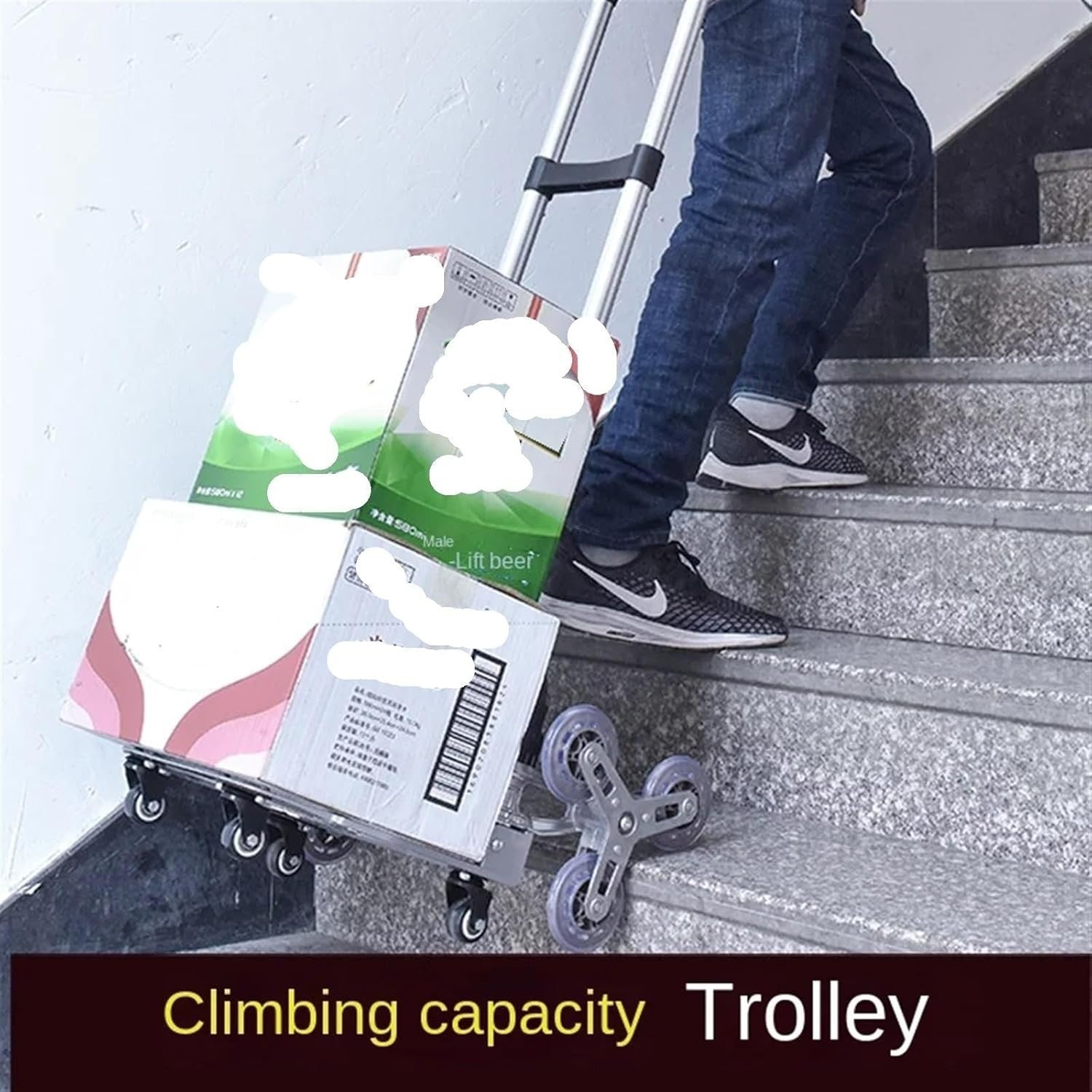 Folding Flatbed Stair Climbing Trolley Ergonomic Handle Multi-Use Cart