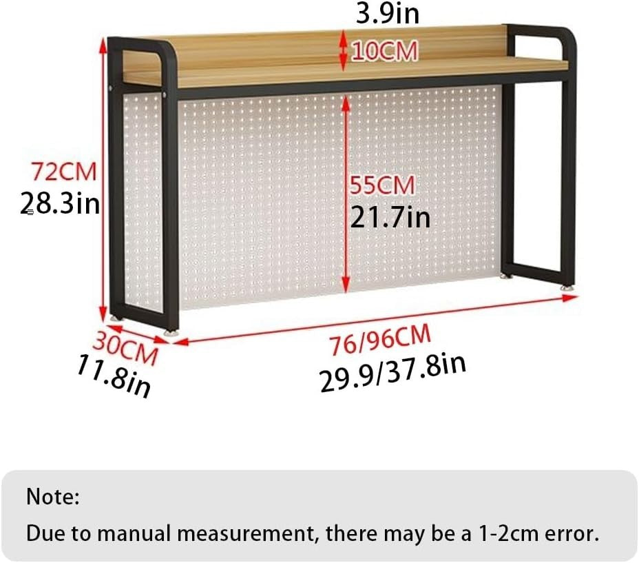 Metal Desktop Bookshelf Hutch w/ Grid Board | Industrial Desk Storage Rack 76cm