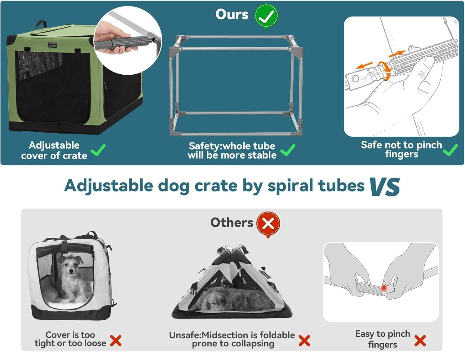 Collapsible Foldable Dog Crate with Adjustable Fabric Cover, Extra Large